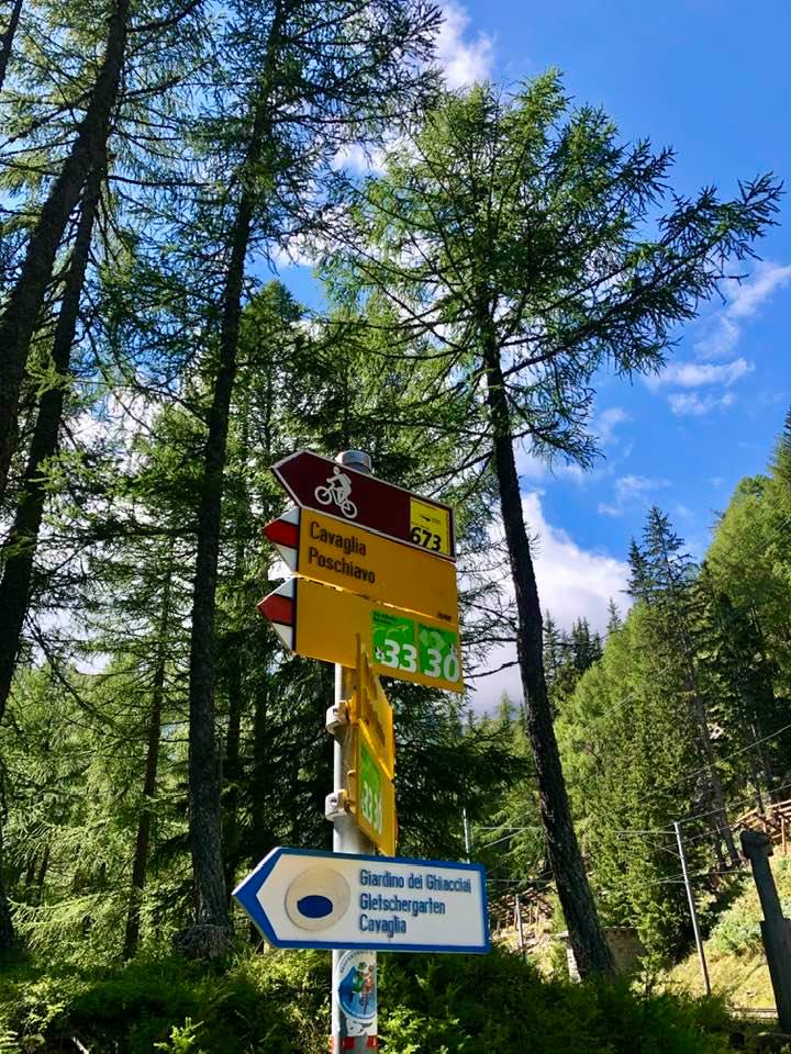 Hiking to Cavaglia stop on Bernina Express