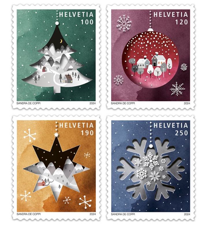 Swiss Post Christmas Stamps by Sandra De Coppi