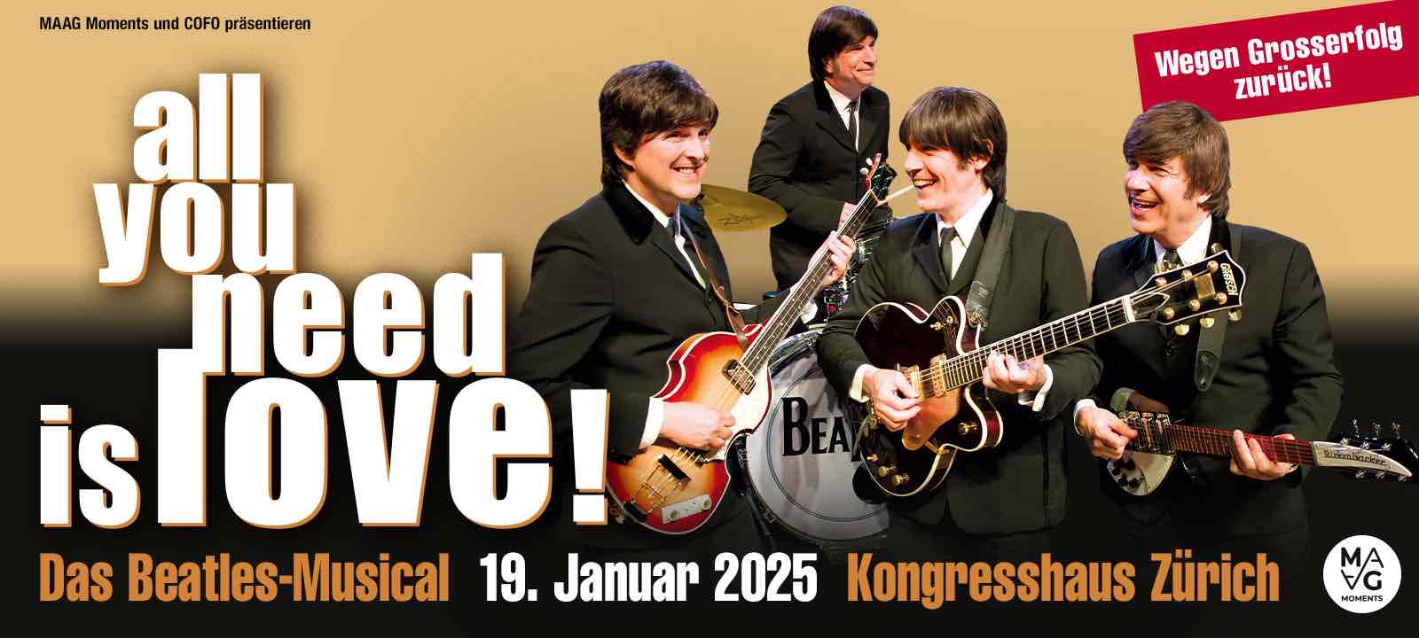 All you need is love Beatles in zurich 19th Jan 2025 Kongresshaus Zurich