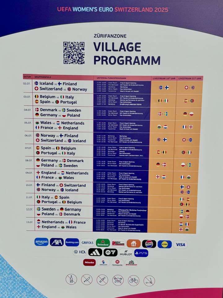 Zurich fan zone program UEFA women euros 