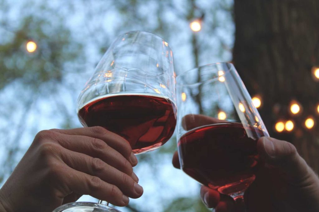 Glasses of Red wine outside