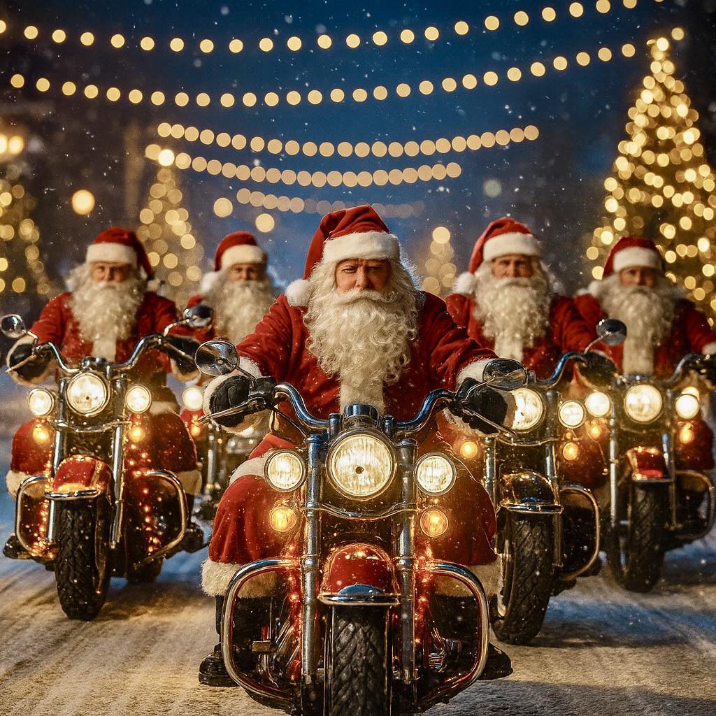 Santas on Harley Davidsons at Sihlcity Zurich